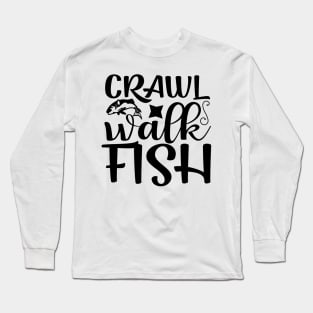 Wishing I Was Fishing - Less Talk More Fishing - Gift For Fishing Lovers, Fisherman - Black And White Simple Font Long Sleeve T-Shirt